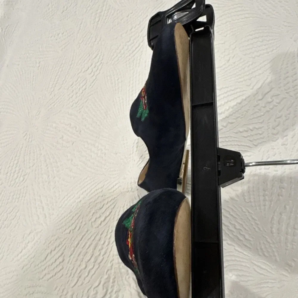 Talbots EUC Ryan Blue Suede RED TRUCK Christmas Holiday Flats Shoes Women's 8 M - Picture 8 of 16